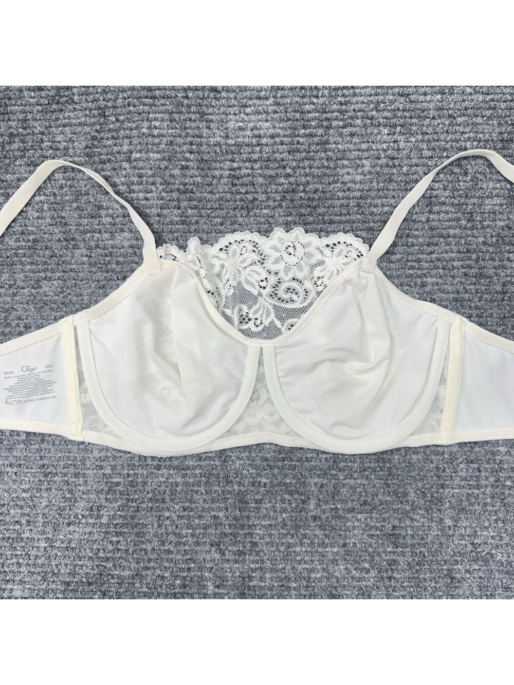 Olga Bra 36D Pretty Lace Cami Underwire Unlined Off White Floral Overlay 35263 - Picture 4 of 6
